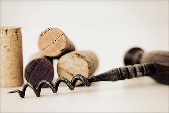 Wine corks with corkscrew.