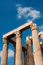 Greece, Athens, Corinthian columns at Temple of Olympian Zeus.