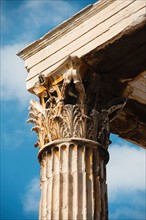 Greece, Athens, Corinthian column of Temple of Olympian Zeus.