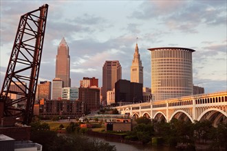 USA, Ohio, Cleveland, City at sunset. Photo: Henryk Sadura