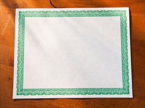 Blank certificate. Photo: Daniel Grill