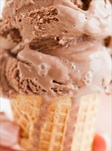 Close up of melting chocolate ice cream. Photo : Jamie Grill