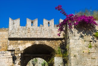 Greece, Rhodes, Medieval fortified wall.