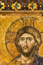 Turkey, Istanbul, Mosaic of Christ Pantocrator in Haghia Sophia Mosque .