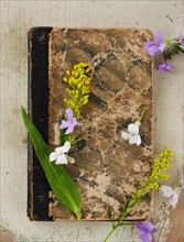 Flowers on old book.