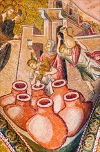 Turkey, Istanbul, Kariye Museum, Turning water into wine, fresco.