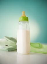 Close up of baby bottle with milk. Photo: Jamie Grill