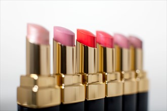 Studio shot of row of lipsticks. Photo: Winslow Productions