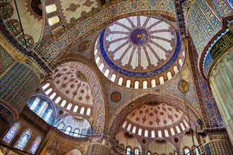 Turkey, Istanbul, Blue Mosque interior.