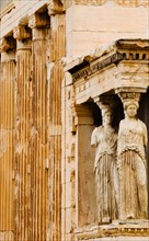 Greece, Athens, Acropolis, Caryatids on Erechtheum.