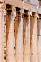 Greece, Athens, Acropolis, Ionic columns of Erechtheum.