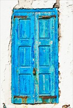 Greece, Cyclades Islands, Mykonos, Old blue door.
