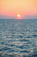 Aegean Sea horizon at sunset.