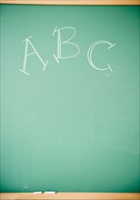 Close up of blackboard with ABC letters. Photo : Jamie Grill