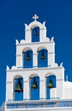 Greece, Cyclades Islands, Santorini, Oia, Church bell tower.