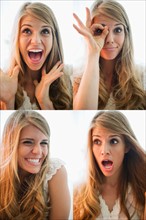Sequence of portraits of blonde woman making faces. Photo: Jamie Grill