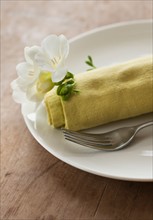 Flower on pastry wrap.