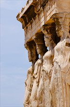 Greece, Athens, Acropolis, Caryatids on Erechtheum.