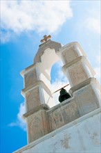 Greece, Cyclades Islands, Mykonos, Church bell tower.