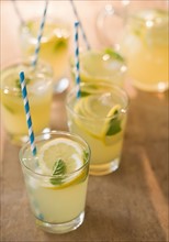 Close up of glasses with lemonade. Photo : Jamie Grill