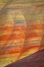 USA, Oregon, Mitchell, Painted Hills, Close-up of geological patter. Photo: Gary J Weathers