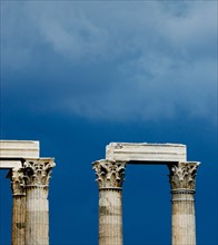 Greece, Athens, Corinthian columns at Temple of Olympian Zeus.