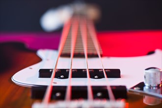Close up of bass guitar. Photo: Daniel Grill