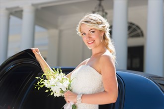 Portrait of smiling bride.