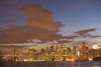 USA, New York State, New York City, Manhattan, Skyscrapers of Manhattan at dusk. Photo : fotog