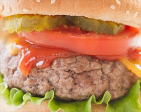 Close up of hamburger. Photo : Jamie Grill