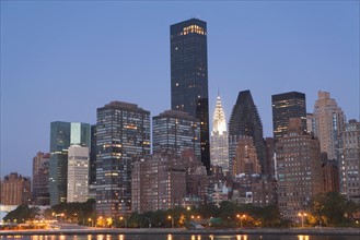 USA, New York State, New York City, Manhattan, Skyscrapers of Manhattan at dusk. Photo: fotog