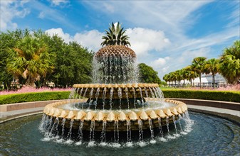 USA, South Carolina, Charleston, Waterfront Park, Pineapple Fountain.