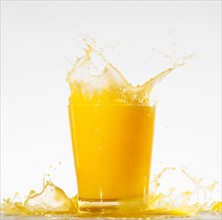 Studio shot of orange juice with splash.