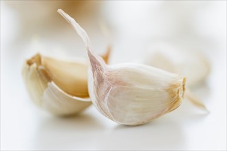 Studio shot of fresh garlic cloves.