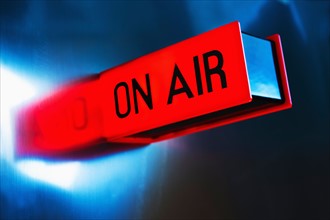Studio shot of on air glowing sign.