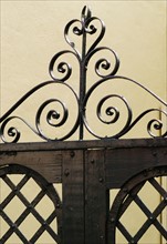 USA, South Carolina, Charleston, Close up of ornate iron gate.