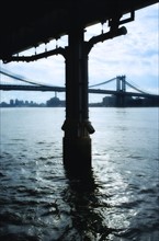 USA, New York City, Pillar of bridge.