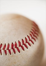 Close-up of baseball ball.