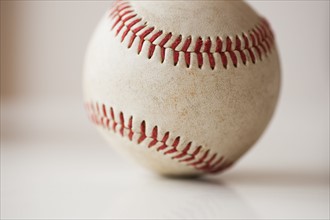 Close-up of baseball ball.