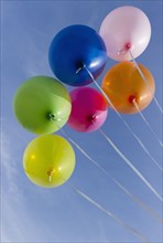 Balloons against blue sky.
