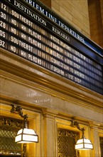 USA, New York State, New York City, Departure table in Grand Central Station.