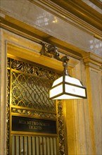 USA, New York State, New York City, Lamp in Grand Central Station.