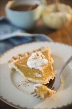 Close up of slice of pumpkin pie. Photo: Jamie Grill