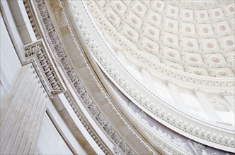 USA, Washington DC, Capitol Building, Close up of coffers on ceiling. Photo: Jamie Grill