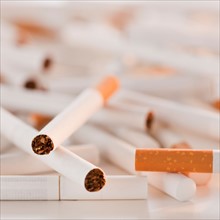Close up of heap of cigarettes. Photo : Daniel Grill