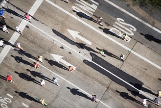 USA, New York City, New York City Marathon as seen from above. Photo: fotog