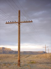 USA, Utah, Desert landscape with power lines. Photo: John Kelly