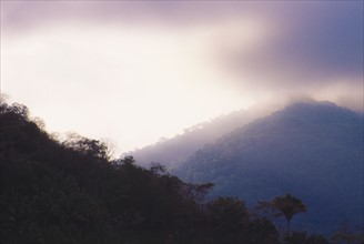 Mexico, Jalisco, Puerto Vallarta, Mountains in fog. Photo: DKAR Images