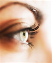 Studio close-up of woman's eye.