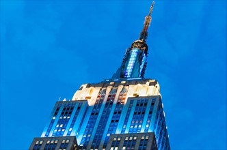 USA, New York State, New York City, Low angle view of Empire State Building.